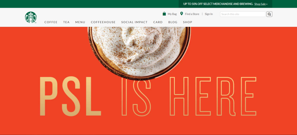 Starbucks Homepage