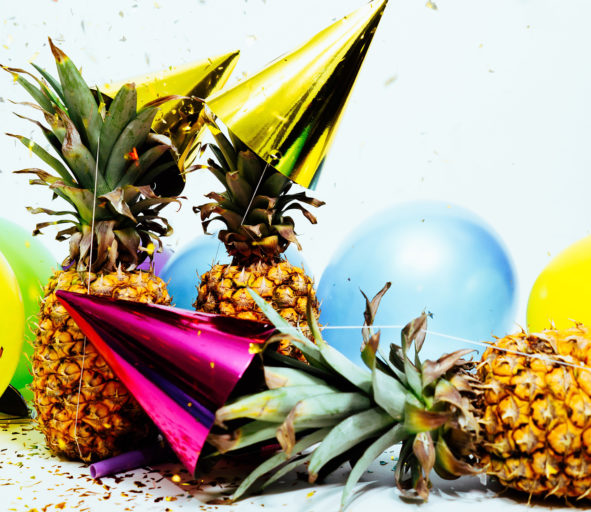 Happy New Year! Pineapples with hats