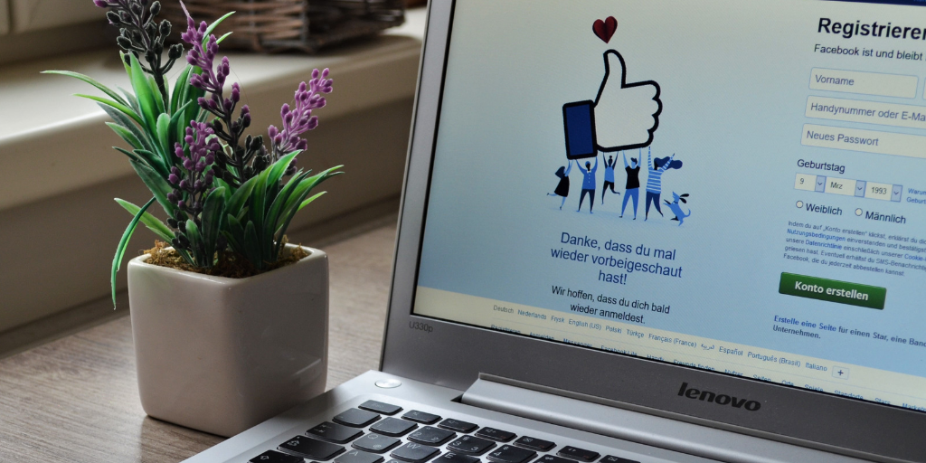 Facebook on a laptop