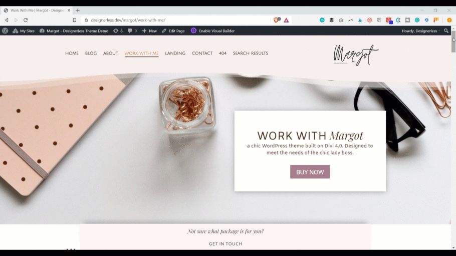 Margot WordPress Theme Work With Me Page