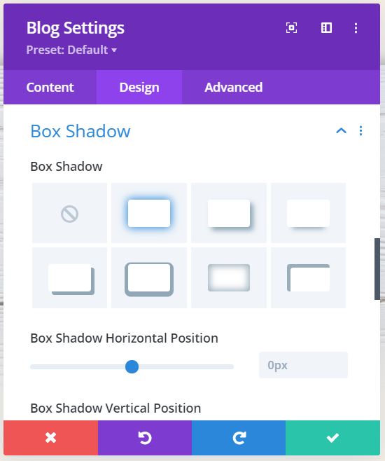 Image: Divi Blog Module Settings