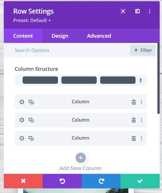 Image: Divi Row Settings